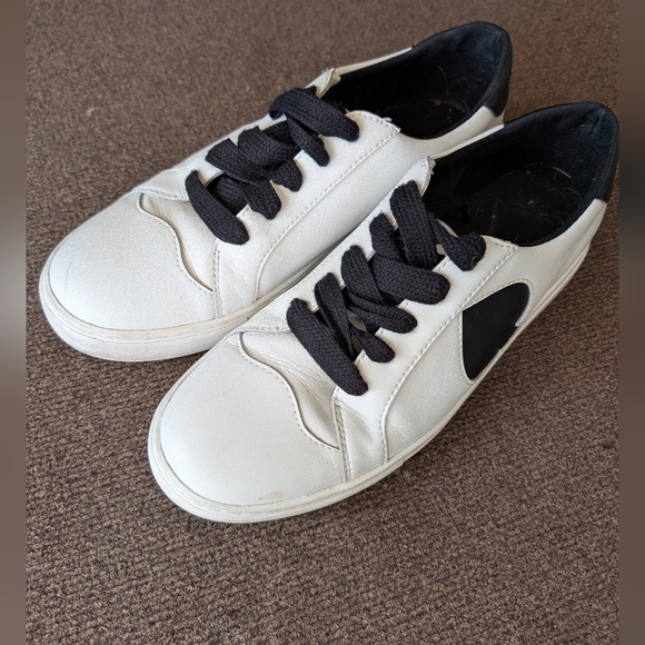 Kate Spade White and Black Sneakers Size 9.5 Gently Warn